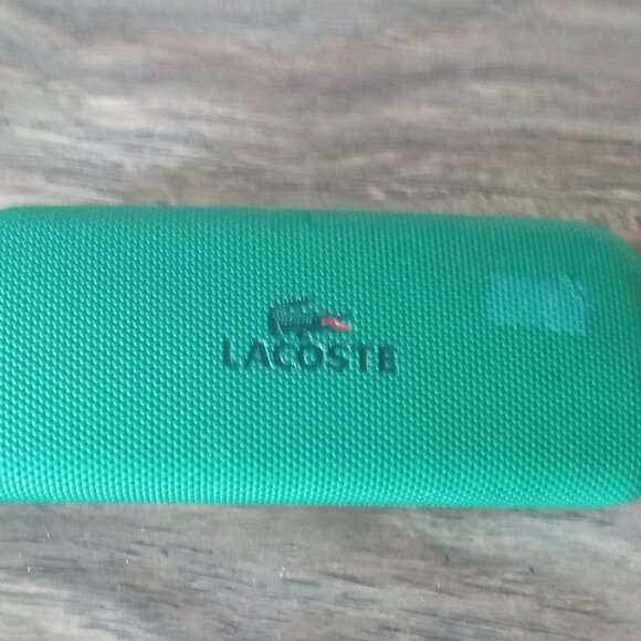 Authentic Lacoste Glasses Hard Case Dark Green Accent Textured Logo 6.5" Length - Picture 1 of 3